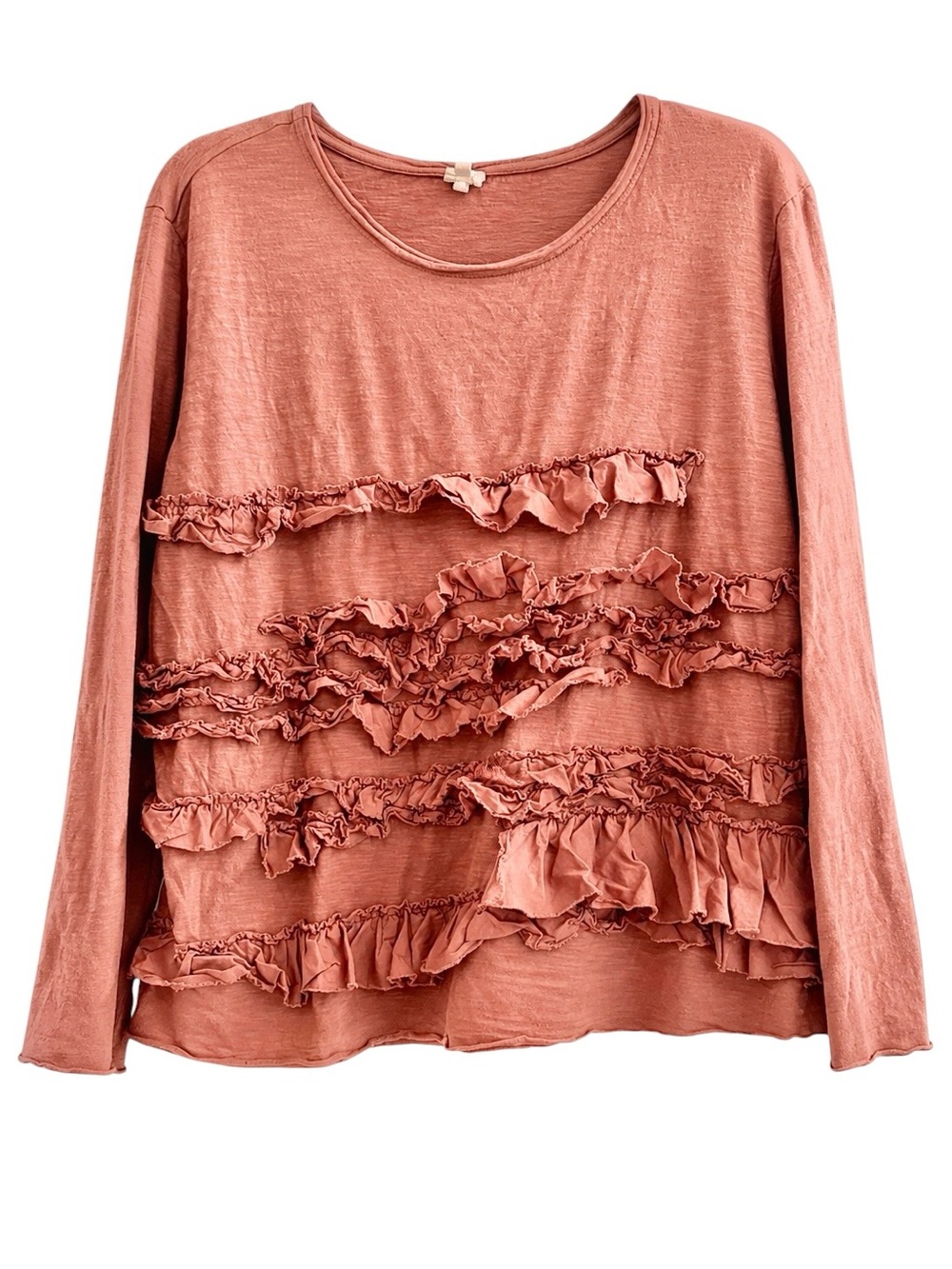 Ivy Jane 100% Cotton Rosewood Ruffle Blouse XL Shabby Chic Boho Long Sleeve Top